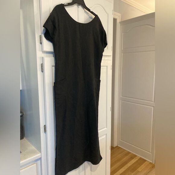 Christy Dawn 100% Linen Dress with Pockets Small Black - Picture 2 of 6